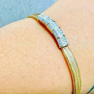 10k solid gold real diamond flexible bangle, FREE APPRAISAL Not plated, not fake